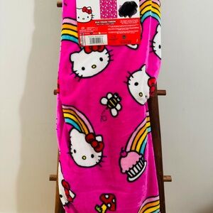New hello kitty pink and white plush blanket throw